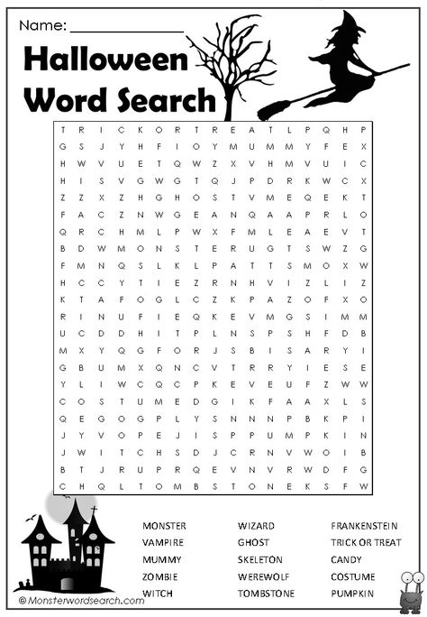 Halloween Work Activities, Free Printable Word Searches, Halloween Word Search, Halloween Puzzles, Halloween Worksheets, Halloween Classroom, Making Words, Halloween Words, Word Searches