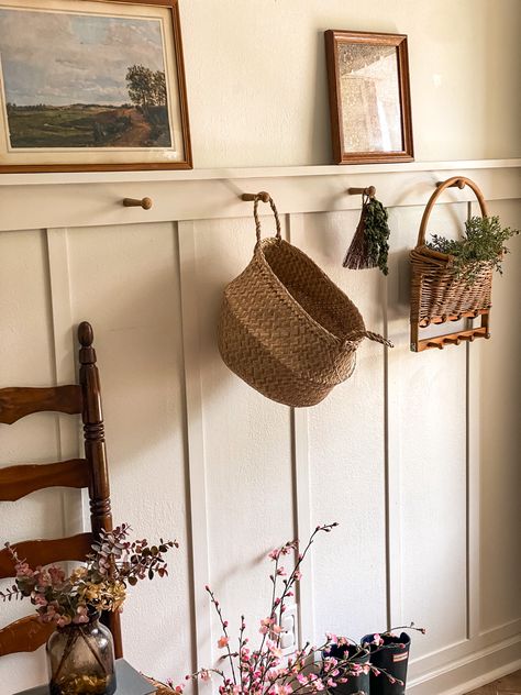 Pegs In Entryway, Entry Way Peg Rack, Farmhouse Hooks Entryway, Entry Peg Rail, Peg Towel Rack Bathroom, Peg Hooks Entryway, Coat Pegs Hallway, Towel Pegs Bathroom, Entry Way Peg Shelf