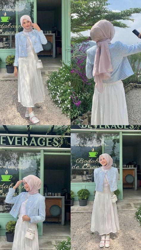 #lookoftheday #styleoftheday #outfitlook #outfitblog #inspirasiootdberhijab #modelhijab #ootdhijab #hijabootd #ootd #ootdshopee Ootd Rok Korean Style, Ootd Ideas Hijab, Outer Hijab Casual, Outfit Outer Hijab, Ootd Hijab Outer, Blue Outfit Hijab, Pantai Outfit, Pastel Outfit Ideas, Ootd Korean Style Hijab