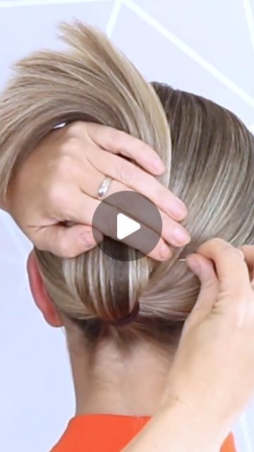 Hairstyle Ideas on Instagram: "Elegant Chignon bun" Med Hair Styles For Wedding, Elegant Hair Up Styles, Gibson Tuck Hairstyle, Sleek Bun Updo Wedding, Slick Back Bun For Long Hair, Elegant Chignon Tutorial, Easy Low Chignon, Knotted Low Bun, Chignon Hair Pin