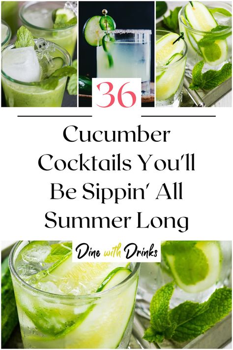 Collage of 4 cucumber cocktails. Cucumber Cocktails, Cucumber Vodka Drinks, Cucumber Cocktail, Vodka Recipes Drinks, Cucumber Vodka, Best Gin, Vodka Cocktails Recipes, Refreshing Summer Drinks, Vodka Drinks