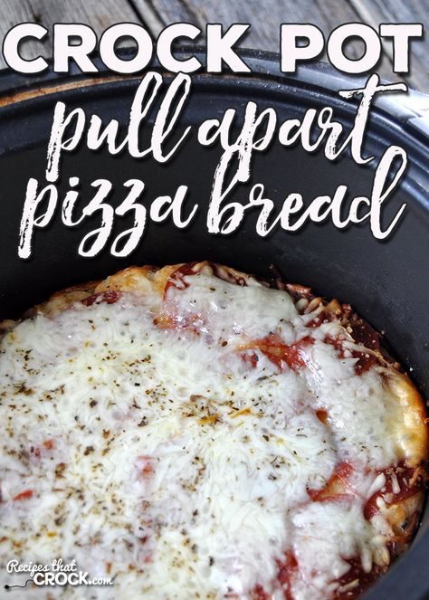 If you need a quick, easy recipe to add some flavor to your Italian night, I have the recipe for you! This Crock Pot Pull Apart Pizza Bread is awesome! Camper Recipes, Sandwich Fixings, Crockpot Sides, Crock Pot Pizza, Pizza Monkey Bread, Pull Apart Pizza, Crock Pot Bread, Pizza Bread Recipe, Crockpot Ideas