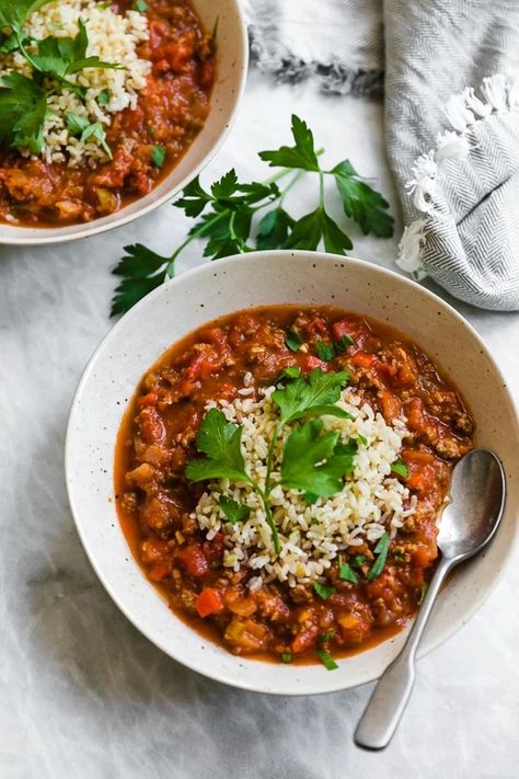 Skinnytaste Soup, Lazy Stuffed Peppers, Lasagna Soup Skinnytaste, Soup Skinnytaste, Peppers Ground Beef, Dinner Hosting, Bell Pepper Soup, Chile Pasilla, Easy Stuffed Peppers