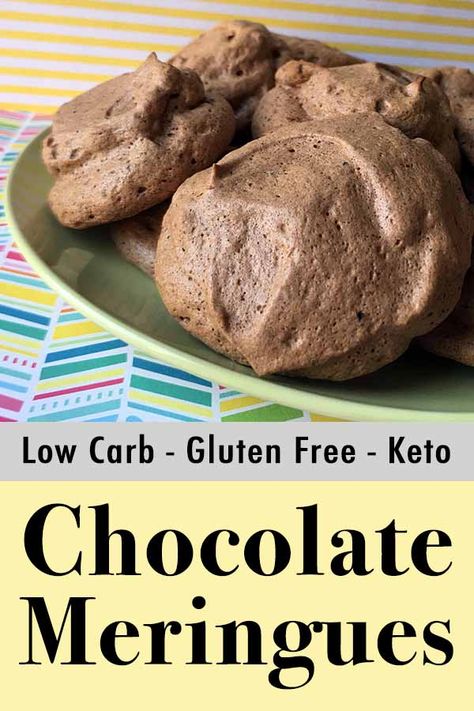 Chocolate Meringue Cookies, Galletas Keto, Meringue Cookie Recipe, Chocolate Meringue, Postre Keto, Keto Friendly Desserts, Low Carb Low Sugar, Recetas Keto, Low Carb Sweets