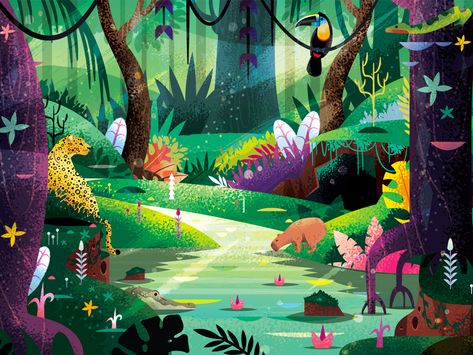 Jungle Illustration, 동화 삽화, Weekly Inspiration, Jungle Art, Forest Bathing, Forest Illustration, Landscape Scenery, Samar, Landscape Illustration