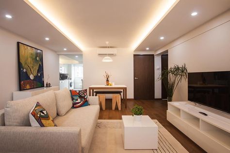 Cove Ceiling Ideas, Minimal Ceiling Design, Cove Lighting Design, Cove Lighting Ceiling, Cove Light, False Ceiling Living Room, Interior Design Singapore, Ceiling Design Living Room, Cove Lighting