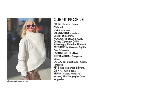 Client Profile Client Board Fashion Design Layout, Client Profile Architecture, Client Profile Fashion Board, Customer Profile Fashion Board, Customer Profile Fashion, Client Board Fashion Design, Fashion Mood Boards, Consumer Profile, Pen Portraits