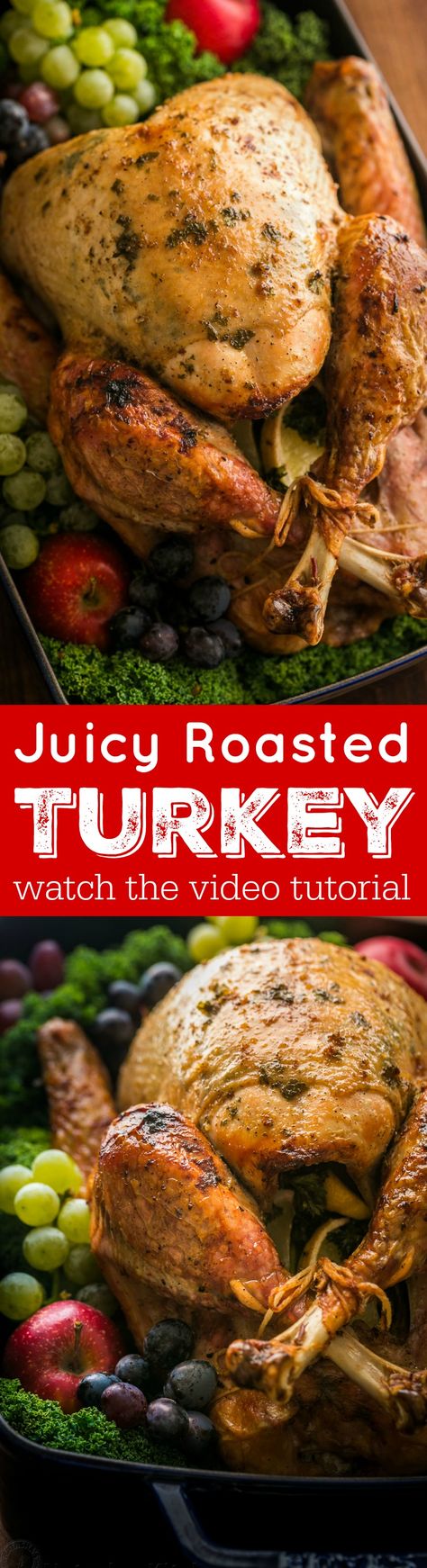 Making a juicy and flavorful Thanksgiving Turkey is easier than you think! A Video for how to make a Thanksgiving Turkey Recipe that your guests will love! | natashaskitchen.com Roast Turkey Recipes Thanksgiving, Best Roasted Turkey, Easy Thanksgiving Turkey, Thanksgiving Turkey Recipe, Dinner Spread, Whole Turkey Recipes, Roast Turkey Recipes, Diy Easy Recipes, Traditional Thanksgiving