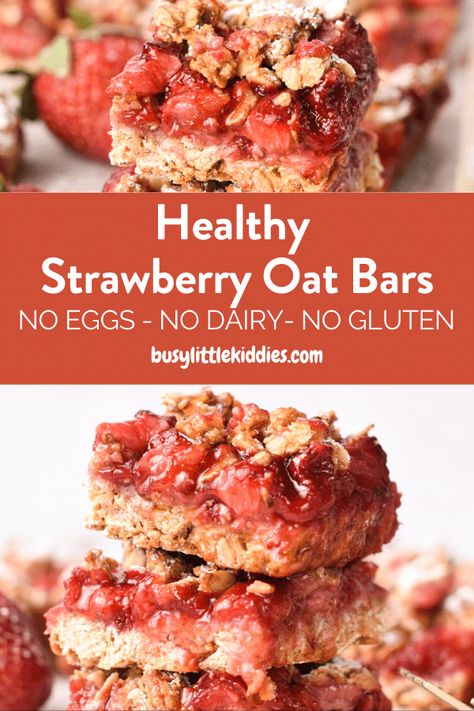 Strawberry Oat Bars, Resep Oatmeal, Strawberry Breakfast, Strawberry Oatmeal, Healthy Strawberry, Oat Bars, Dairy Free Dessert, Dairy Free Options, Monkey Bread