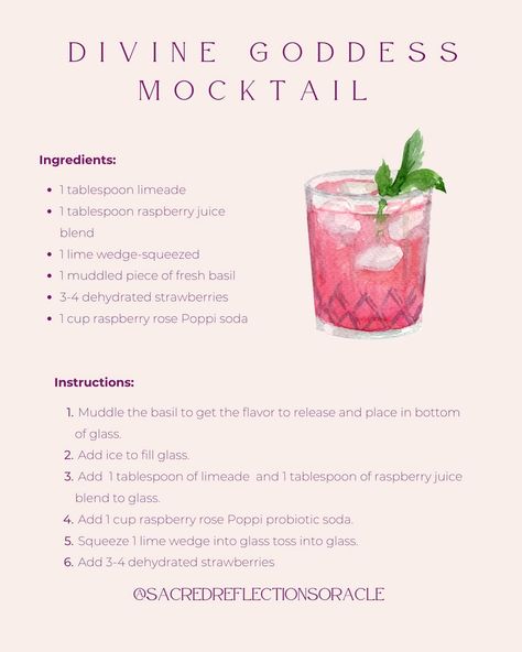 Beneficial Mocktails, Girly Mock Tails, Mocktail Recipe Healthy, Poppi Soda Mocktail, Pink Mocktail Recipe, Fun Mocktail Recipe, Strawberry Mocktail Recipe, Mocktails Recipe, Goddess Empowerment