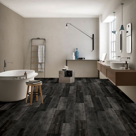 Dakworth Luxury Vinyl Planks - Waterproof Plank Flooring Dark Vinyl Plank Flooring, Black Vinyl Flooring, Luxury Vinyl Planks, Vinyl Planks, Vinyl Tile Flooring, Ceramic Floor Tiles, Tile Companies, Grey Flooring, Waterproof Flooring