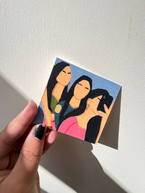 Trio Canvas Painting Ideas, Bestie Paintings, Bday Crafts, Trip Poses, Pencil Drawings Tumblr, Friendship Art, Canvas Art Painting Acrylic, Easy Mandala Drawing, Friend Painting