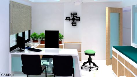 Doctor Consulting Room Small, Clinic Interior Design Doctors Cabin, Doctors Cabin Interior, Doctor Consulting Room Interior Design, Opd Interior, Doctor Cabin Interior Design, Polyclinic Design, Doctor Consulting Room, Small Clinic Interior Design