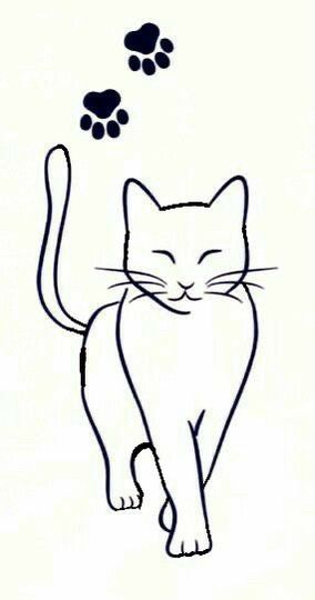 Cat Outline Drawing, Cats As Pets, Cat Outline Tattoo, Cartoon Cat Drawing, Paw Drawing, Simple Cat Drawing, Cat Template, Cat Outline, Cats Art Drawing