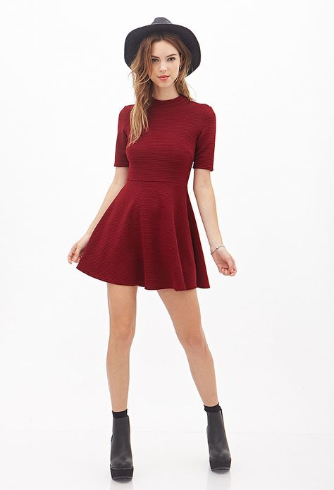 Try Higher Necklines Mock Neck Dress, Outfit Trends, 2019 Fashion, Burgundy Dress, Hot Dress, Style Tips, Winter Style, Small Bust, Outfits Casuales