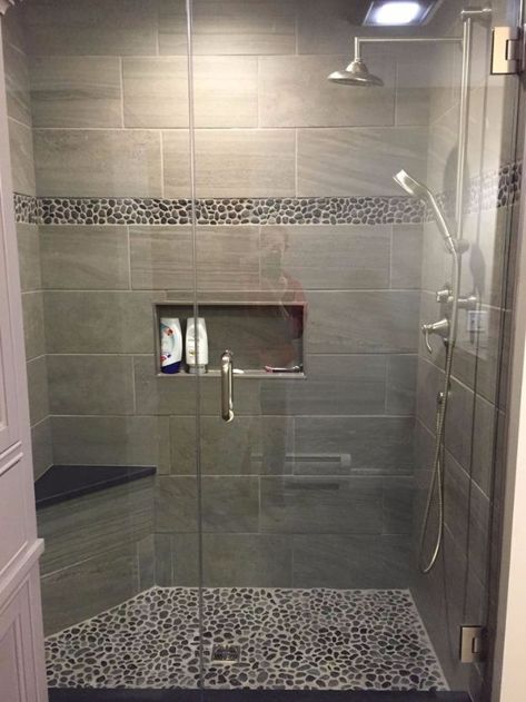 Small Bathroom With Shower, Bilik Air, Bathroom Shower Tile, Bathroom Remodel Shower, Basement Bathroom, Bathroom Redo, Bathroom Renos, Shower Remodel, Bath Tub