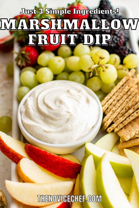 Fresh fruit is even more delicious with this sweet, fluffy Marshmallow Fruit Dip. Make it ahead of time to serve on a fruit platter, or add some to a lunchbox and make healthy fruit a little more fun! Marshmallow Fruit Dip, Beach Picnic Foods, Fruit Platter Ideas Party, Fruit Appetizers, Dip Recipes Easy, Healthy Fruit, Charcuterie Recipes, Fruity Desserts, Fruit Dip