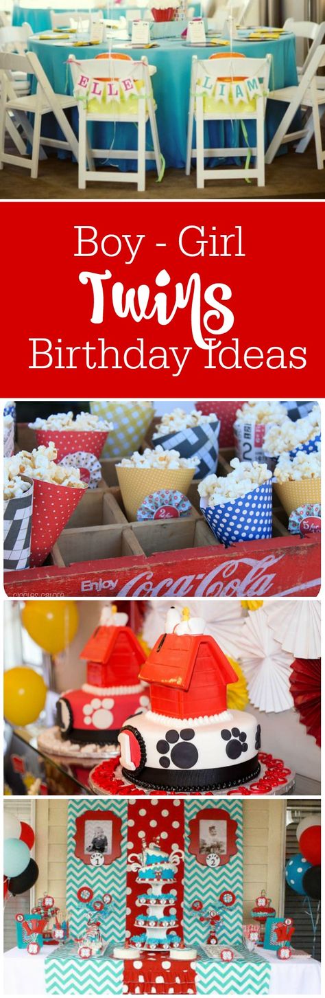 Twins: Birthday Party Ideas for Boy Girl Twins Twins Birthday Party Ideas, Twins Birthday Party, Toddler Birthday Party Themes, Twin Birthday Themes, Mom Of Twins, Twin Birthday Parties, 5th Birthday Party Ideas, Twins Birthday, Second Birthday Ideas