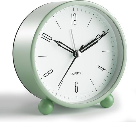 Amazon.com: Analog Alarm Clock, 4 inch Super Silent Non Ticking Small Clock with Night Light, Battery Operated, Simple Design, Old Fashioned Style Sage Decor, for Bedroom, Bedside, Desk, Adult, Kid, Gift, Green : Home & Kitchen Light Green Decor, Sage Decor, Small Desk Clock, Old Fashioned Style, Analog Alarm Clock, Small Clock, Space Frame, Radio Clock, Sage Color