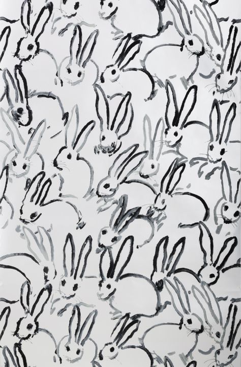 Monochromatic Room, Hunt Slonem, Rabbit Wallpaper, White Rabbits, Commercial Wallpaper, Keramik Design, Lee Jofa, Grasscloth Wallpaper, Fabric Houses