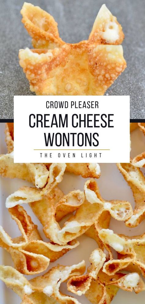 Fried Cream Cheese Wontons, Fried Cream Cheese, Cheese Wontons, Cream Cheese Wontons, Wonton Recipes, Light Appetizers, Toast Toppings, Easy Chinese Recipes, Wontons