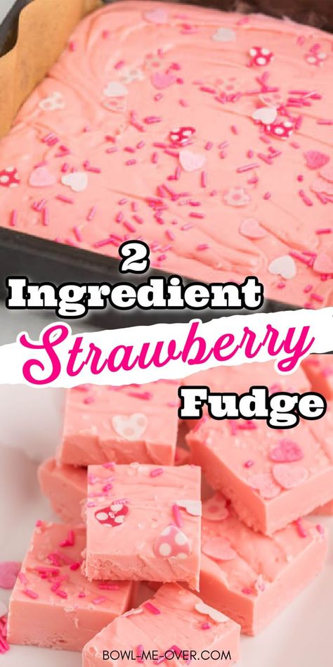 Baked Fudge Recipe, Homemade Fudge Recipe, Strawberry Fudge Recipe, Cake Mix Fudge, No Bake Fudge, 2 Ingredient Fudge, Strawberry Fudge, Easy Fudge Recipe, Desserts With Few Ingredients