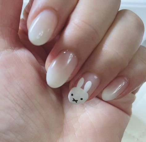 Korean Summer Nails, Txt Nails, Miffy Nails, Bunny Nails, Cute Simple Nails, Blush Nails, Pretty Gel Nails, Really Cute Nails, Soft Nails