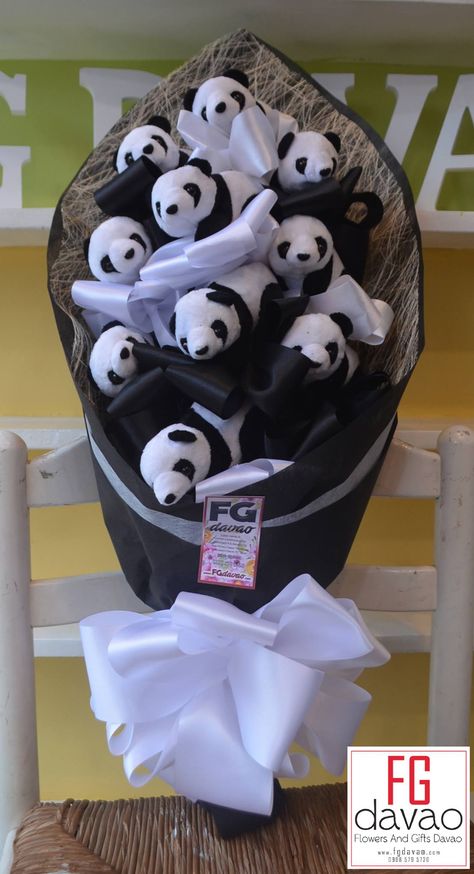 Panda Bear Bouquet  FGdavao.com 0998 579 5720  #panda #pandabears #bearbouquet #bouquetofbears #pandabouquet #gift #giftshop #fgdavao Panda Bouquet, Bear Bouquet, Panda Teddy Bear, Panda Items, Panda Gifts, Sweet Bouquet, Panda Love