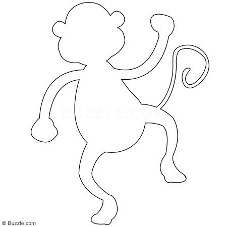 Kids, Go Ape! Step-by-step Instructions to Draw a Cartoon Monkey Monkey Cutouts Template, Monkey Printables Templates, Hanging Monkey Drawing, Cardboard Monkey, Monkey Hanging From Tree, Monkey Stencil, Drawing Of A Monkey, Monkey Outline, Monkey Drawings