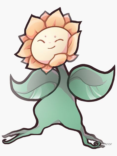 "sunflower" Sticker by hyenor | Redbubble Sunflower Character, Types Of Sunflowers, Sunflower Sticker, Inktober 2024, Type Pokemon, Game Assets, Sticker Design, Vinyl Sticker, Sunflower