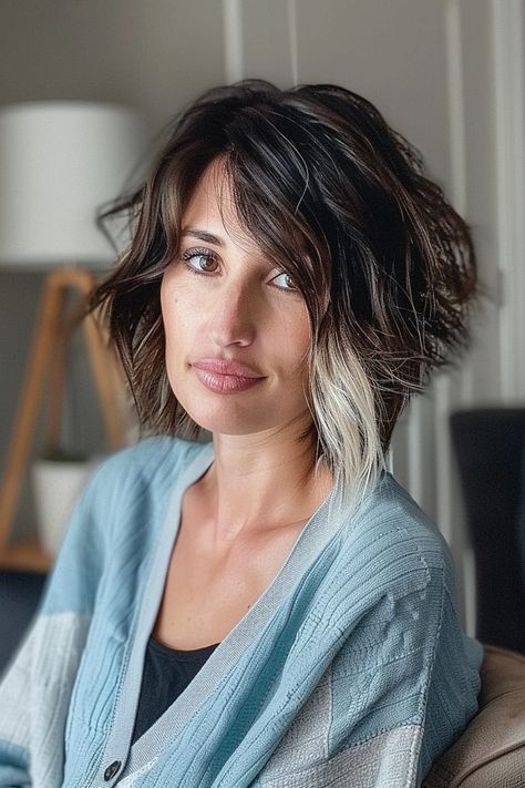 Best Short Shag Haircuts of 2024 Asymmetrical Shag, Streak Highlights, Short Shag Hair, Shag Hair, Shaggy Bob Haircut, Short Haircuts With Bangs, Best Bob Haircuts, Short Shag Haircuts, Shag Haircuts