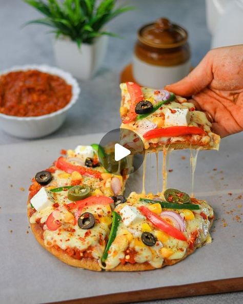 Pizza Without Oven, Make Pizza Dough, Cutlets Recipes, Pizza Snacks, Like And Comment, Bell Pepper, Wheat Flour, Pizza Dough, Diy Food Recipes