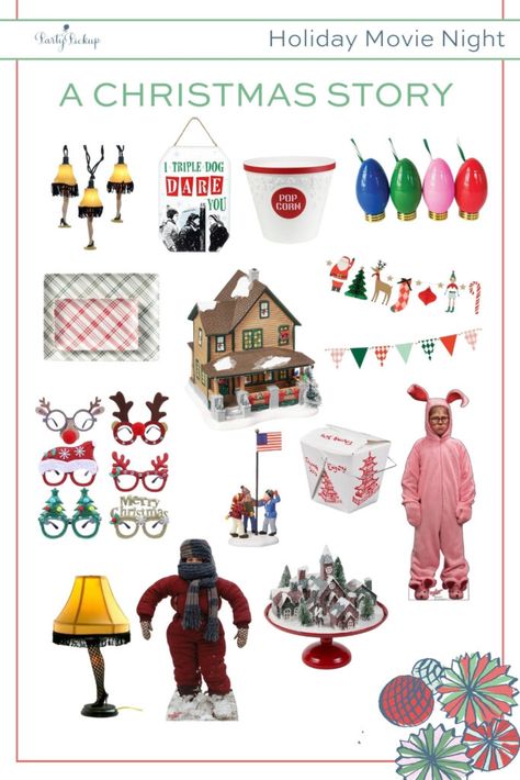 A Christmas Story Movie Night - party-pickup.com Christmas Story Movie Night, A Christmas Story Aesthetic, A Christmas Story Party, Christmas Story Party Ideas, A Christmas Story Movie, Christmas Story Movie, Holiday Movie Night, Christmas Movie Night, Retro Christmas Tree