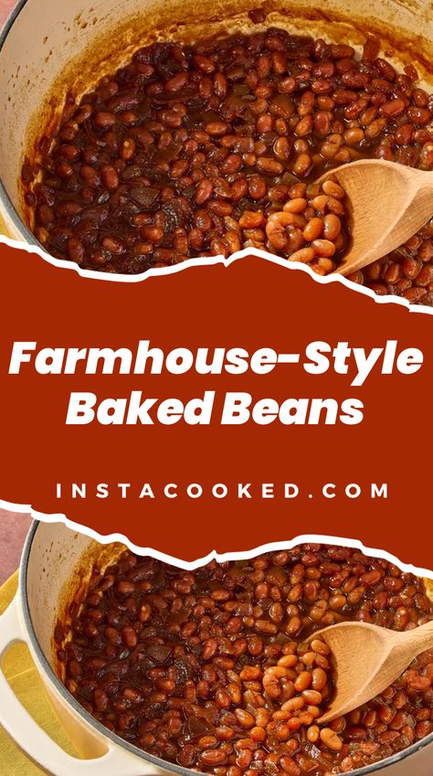 Are you inte­rested in making a delicious batch of home­made baked beans? Look no furthe­r! Our "Farmhouse-Style Baked Beans" recipe­ is easy to follow and Ww Baked Beans, Stove Top Baked Beans Recipe, Home Made Baked Beans, Baked Beans From Scratch, Baked Beans Recipe, Homemade Baked Beans, Baked Bean Recipes, Veggie Tales, Finger Foods Easy