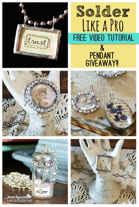 Learn to Solder Like a pro, and create gorgeous, vintage soldered pendants in no time in this awesome detailed video tutorial @savedbyloves.  Hurry and enter to win your choice out of three pendant created by Hope Ellington. Soldered Pendants, Diy Videos Tutorials, Soldering Jewelry, China Jewelry, Jewelry Techniques, Tutorial Diy, Bijoux Diy, Dremel, Soldering