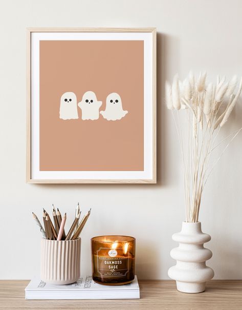 Neutral & adorable fall decor is here! Fall is the best season EVER, so check out my shop for all the new fall prints and autumn-inspired decor. Cute, trendy and ✦aesthetic✦ art prints are often difficult to find and can become very pricy. At Aspen Print Co., I aim to design printable art that is on trend and easily accessible. Instant downloads are a quick and fun way to switch up your home décor and keep your wall art looking fresh and new. Pick out a few designs or save with a bundle and have your downloadable files available to you right away! After receiving your digital files, you have a variety of printing options. You may print at home with your personal printer (I recommend printing on a heavyweight paper/cardstock or a matte photopaper) or use a print shop (Staples, Printify, Shu Cute Fall Halloween Decor, Cute Halloween House Decor, Easy Canvas Art Fall, Fall Home Office Decor, Ghost Wall Art, Muted Halloween Decor, Cutesy Halloween Decor, Subtle Halloween Decor, Cricut Fall Decor