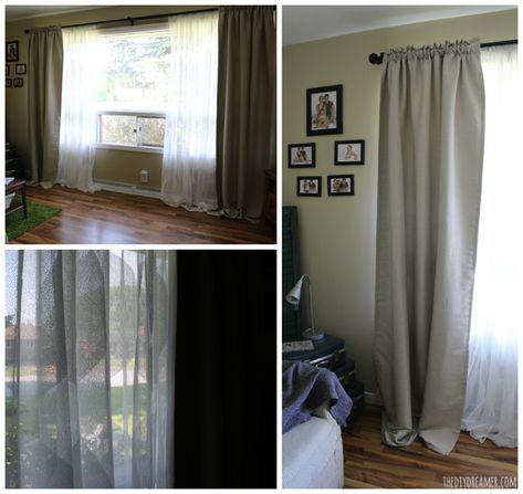 IKEA Curtain System - RÄCKA/ HUGAD Double curtain rod with NINNI TRÅD lace curtains and VILBORG beige curtains. Ikea Hugad Curtain Rod, Ikea Vilborg Curtains, Vilborg Curtains Ikea Beige, Vilborg Curtains Ikea, Easy Living Room Makeover, Curtain Styles Ideas, Curtains Styles Ideas, Small Cozy Apartment, Ikea Curtain