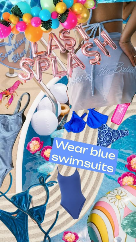 Last Splash Pool Party Theme for Bachelorettes: Something Blue Swimsuits 💙🐬🫐🩱#somethingblue #poolparty #bachtheme #bachelorettepartyideas #bachelorettetheme Hawaii Bachelorette, Palm Springs Bach, Last Splash Bachelorette, Pool Party Theme, Last Splash, Bachelorette Pool Party, Pool Party Themes, Bachelorette Party Weekend, Something Blue Bridal