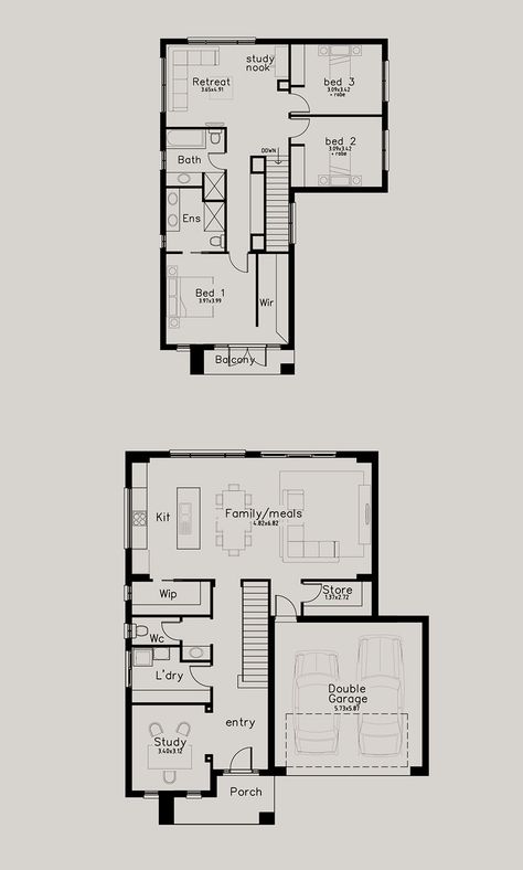 Laneway House Floor Plans, 2 Storey House Floor Plan, Architect Floor Plan Sketch, Two Storey Residential Floor Plan, Modern Double Storey House Floor Plans, House Plans 2 Storey, 2 Storey Floor Plan With Dimensions, Two Story House Plans Australia, Square Floor Plans