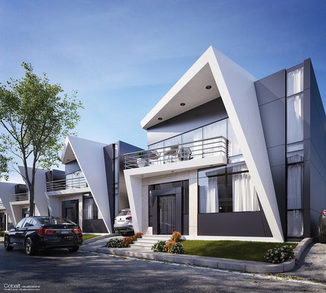 Modern Villas, Contemporary House Exterior, Modern Villa Design, Architectural Rendering, Architecture Modern, Modern House Facades, Modern Exterior House Designs, Minimalist House Design, Bungalow House