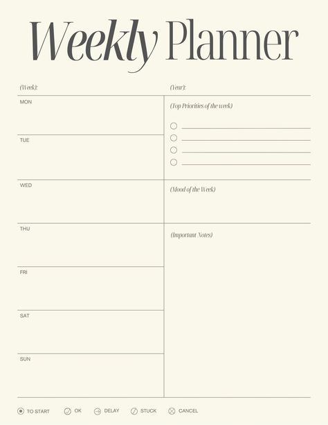 Stay Organized All Week with Clarity and Intention using our Minimalist Weekly Planner Template in Cream

Keep track of your weekly goals and tasks with our minimalist weekly planner template in cream. Plan your week, prioritize tasks, and cultivate gratitude for your progress. Simplify your planning process for a more productive and balanced week ahead Weekly Goals Template, Minimalist Weekly Planner, Grey Minimalist, Plan Your Week, Goals Template, Printable Weekly Planner, Weekly Planner Template, Templates Free Design, Weekly Goals