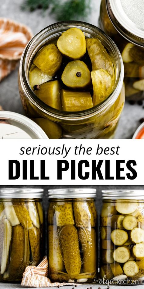 Pickles Homemade Easy, Crunchy Dill Pickles, Canning Pickles Recipe, Homemade Dill Pickles, Making Dill Pickles, Easy Pickling Recipes, Easy Pickle, Homemade Pickles Dill, Pickle Recipes Homemade