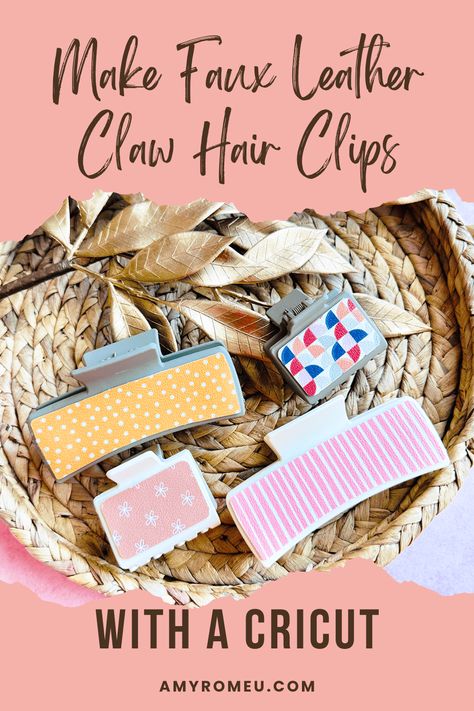 How to make Faux Leather Claw Hair Clips with a Cricut. Free SVG and video tutorial at amyromeu.com Hair Clips Diy Tutorials, Diy Hair Clip, Cricut Earrings, How To Make Leather, Diy Leather Projects, Diy Monogram, Hair Clips Diy, Leather Ideas, Toddler Hair Clips