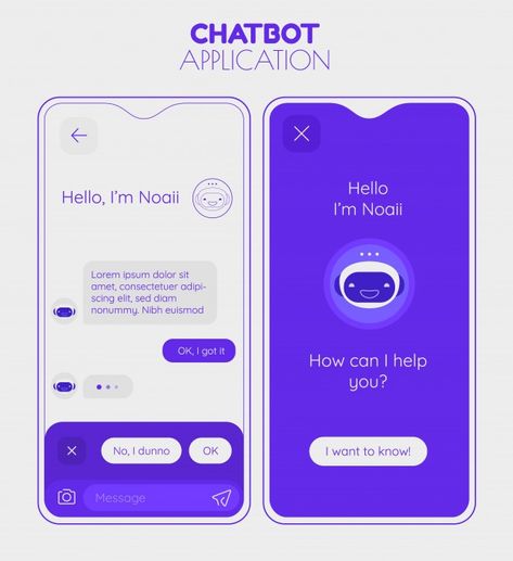 Chatbot mobile app concept. trendy flat ... | Premium Vector #Freepik #vector #business #design #technology #hand Chatbot Ui Design, Chat App Ui Design, Chat Ui Design, Chat App Design, Ux Writing, Mobile App Inspiration, Chatbot App, Chatbot Design, Finance Website