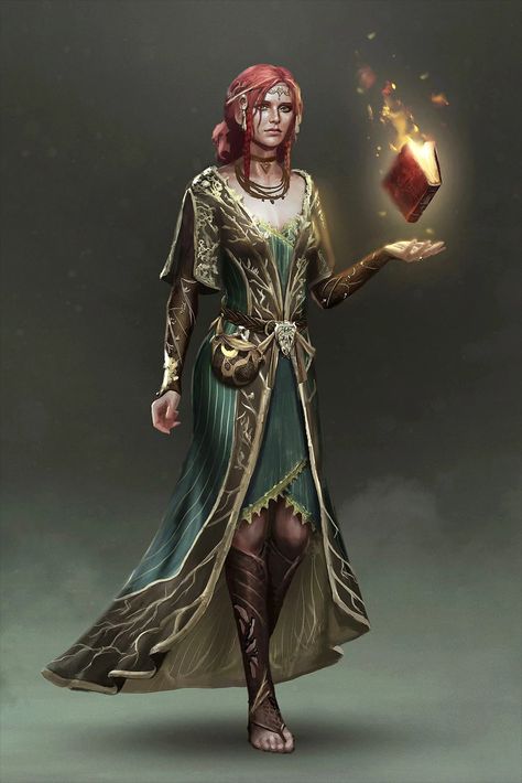 Alternative look for Triss | Witcher Wiki | Fandom Triss Witcher, Witcher Triss, Female Wizard, Witcher Wallpaper, Wizard Robes, Triss Merigold, Witcher Art, Magic Book, High Fantasy