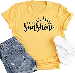 Sunshine Shirt, Nature Shirts, Casual Summer Shorts, Top Shirt Women, Hello Sunshine, Ladies Tee Shirts, Vacation Shirts, Top Women, Shirt Women