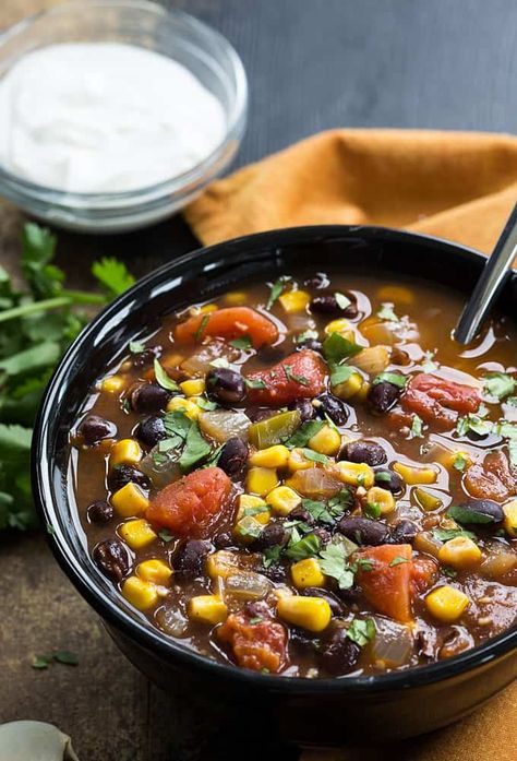 Black Bean, Corn and Tomato Soup | The Blond Cook Black Bean And Corn Soup Recipe, Bean And Corn Soup, Corn And Tomato, Black Corn, Soup Tomato, Corn Soup Recipes, Soup Vegetarian, Black Bean Corn, Black Bean Soup