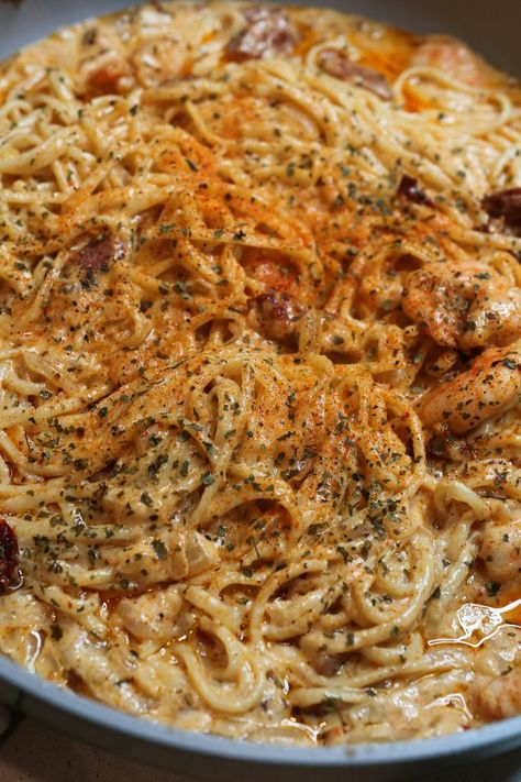 Creamy Cajun Pasta - CookWithCi Cajun Pasta Sauce, Cajun Seafood Pasta, Creole Pasta, No Salt Seasoning, Smoked Turkey Sausage, Crawfish Pasta, Cajun Pasta Recipes, Mediterranean Seafood, Cajun Sausage Pasta