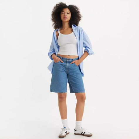 Baggy Dad Jorts - Blue | Levi's® GB Light Wash Levis, Levis Jeans, Above The Knee, Jeans Denim, Stretch Denim, Levi's, Mid Rise, Vintage Inspired, Blue