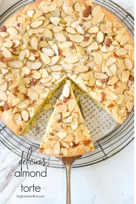 This Almond Torte has the perfect combination of an inside of sweet, chewy goodness and a topping of  sweet, crunchy, almonds.  This delicious, moist, torte is perfect as a brunch/breakfast treat or dessert or anytime! Recipe With Almond Paste, Almond Torte Recipe, Almond Torte, Torte Creative, Torte Recipe, Chocolate Sheet Cake, Almond Paste, Leigh Anne, Almond Cakes